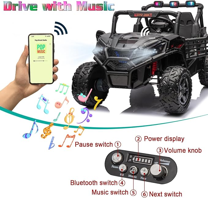 4WD UTV 24V Ride On Toys for Big Kids Ride On 2 Seater Ride On Toys Kids | 2 Seater Ride On Car for Kids Side-by-Side UTV Electric Cars for Kids Electric Ride Car Ride On Toys for Kids 4-8