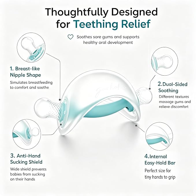 Garkoko Baby Teething Toys, No-Drop Silicone Baby Teether Toy for Babies 3-6 Months & 6-18 Months, BPA-Free Infant Teether for Teething Relief