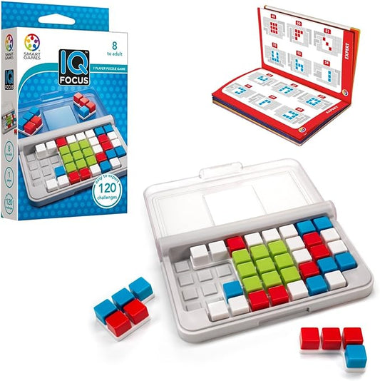 SmartGames IQ Focus – Color & Logic Puzzle with 120 Challenges – Compact Brain Teaser Game for Kids & Adults Ages 7+
