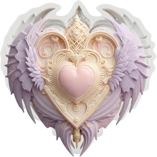Heart Wing Polymer Clay Molds Baroque Heart Shape Wing Silicone Mold for Epoxy Resin Casting DIY Crafts Air Dry Polymer Crafts Supplies Clay Tools