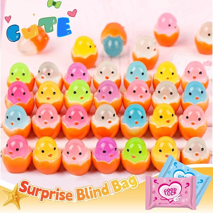 50 Pcs Mini Glow in the Dark Resin Chick Figures Blind Bag Mystery Set – Random Styles Collectible Toys for Kids, Easter Decorations, Party Favors, DIY Crafting, and Home Decor