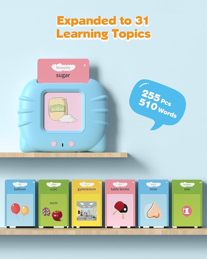 Talking Flash Cards for Toddler 1 2 3 4 Year Olds, Language Learning Toys, Phonics Talking Flash Cards for Toddlers 2-8, Digraphs CVC Blends Long Vowel Sounds Spelling Reading