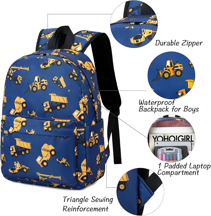 CAMTOP Preschool Backpack for Kids Boys Toddler Backpack Kindergarten School Bookbags (Engineering Navy)
