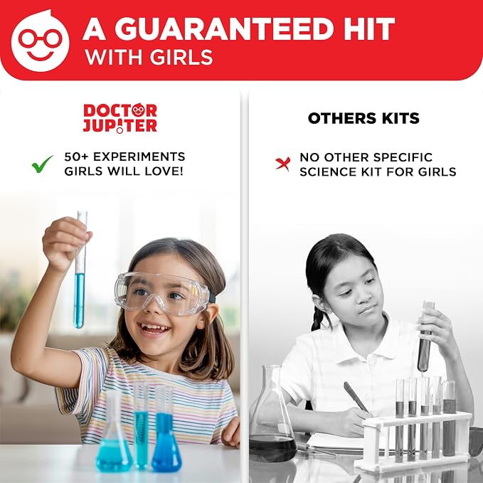 Doctor Jupiter Girls’ First Science Kit for Kids Ages 4-5-6-7-8 | Birthday Gift Ideas for 4+ Year Old Girls | STEM Toy Kit with 50+ Experiments | Learning & Educational Projects