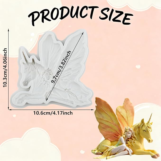 Flower Fairy Unicorns Polymer Clay Mold Angel Unicorns Silicone Molds for DIY Craft Epoxy Resin Casting Polymer Clay Tools Crafts Air Dry Jewelry Making