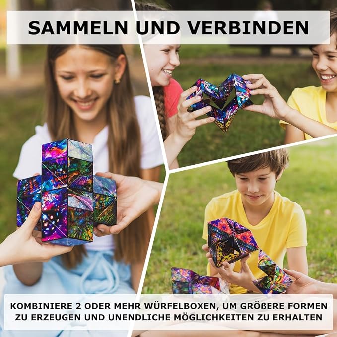 Shashibo Sensory Fidget Toy for Adults & Kids, Stress Relief Fidget Toy for Adults, Teens & Kids, Cool Fidget Toys for Desk, Classroom Must Have, Sensory Shape Shifting Cube, 100+ Possible Shapes