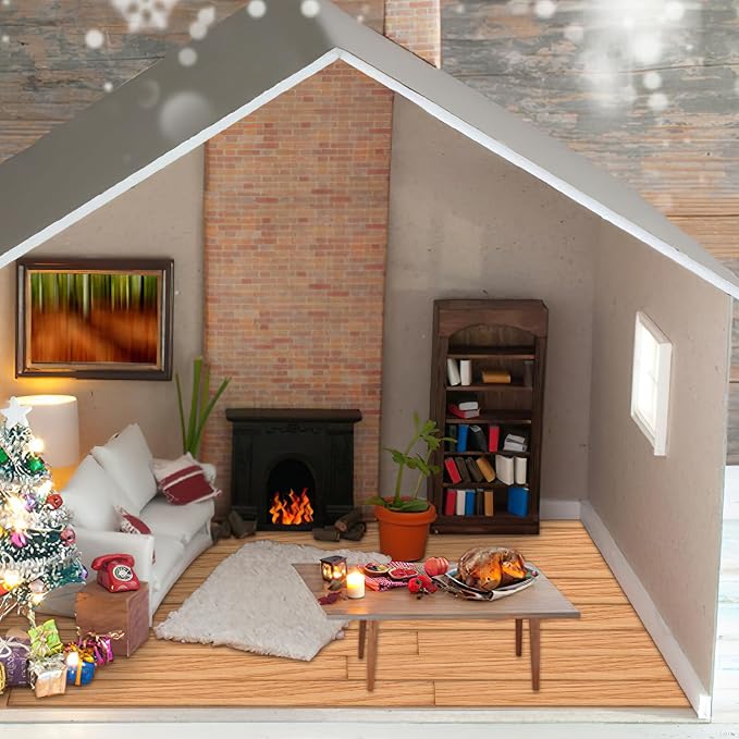 TOYANDONA 40pcs Miniature Dollhouse Flooring, Mini Floor Boards Self Adhesive Dollhouse Wood Flooring Peel and Stick for Dollhouse Accessories (Light Brown)