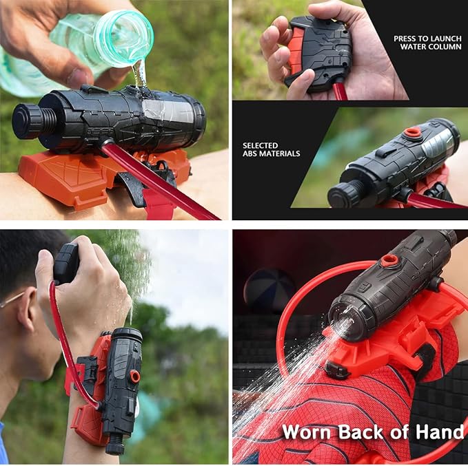 Superhero Web Shooter Water Toy Set with Role Play Glove, 2-in-1 Outdoor Water Blaster & Dart Launcher for Kids Summer Pool Beach Backyard Play
