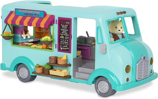Li'l Woodzeez – Honeysuckle Sweets Food Truck with 89 Pieces Toy Set, Ice Cream Machine & Kitchen Accessories, Miniature Play Food, Collectible Toys for 3+ Years