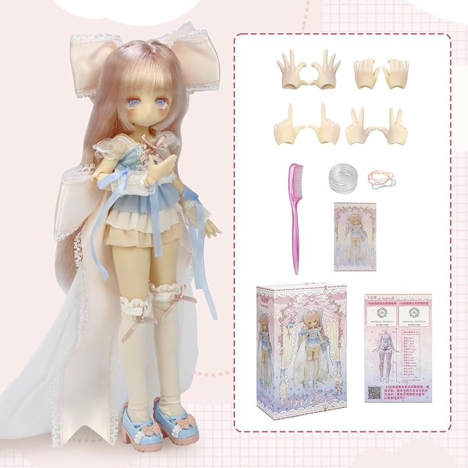 BJD Dolls 1/8 BJD Doll 9" Ball Jointed Doll Dress Up Dolls Collectible Figures Collection Gift Toys for Party Birthday Ages 15 and Up PVC & ABS Costume Included Collectible Figure, Late Spring