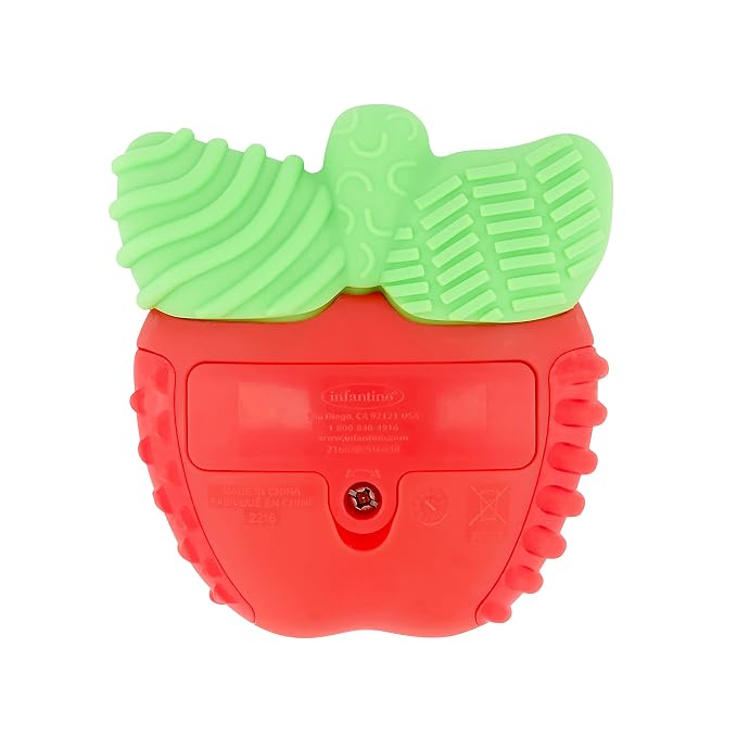 Infantino Lil' Nibbles Vibrating Apple Baby Teether, Sensory Exploration and Teething Relief with Soothing Vibrations and Textures