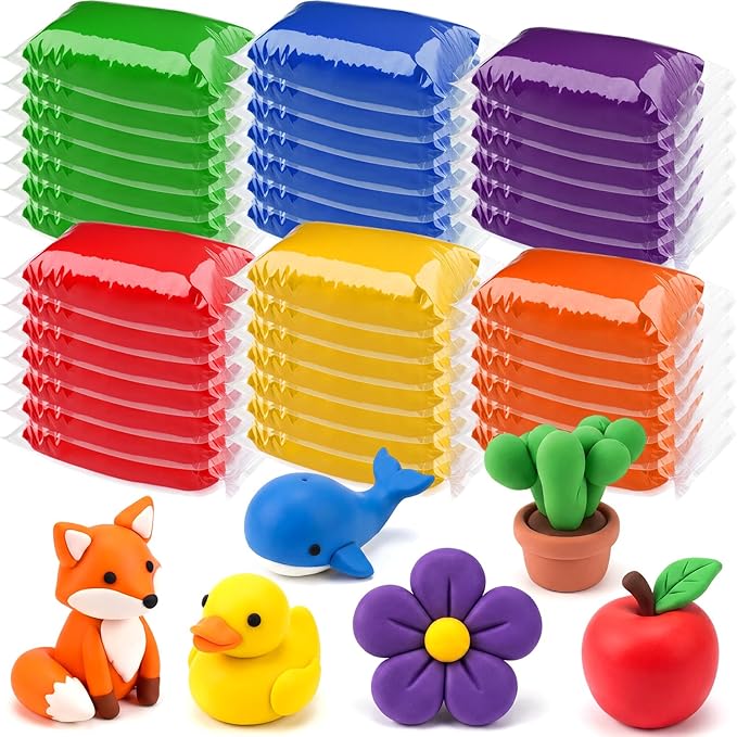 VioraWhite 40 Pcs 21oz Air Dry Clay Bulk Modeling Ultra Lightweight Foam Modeling Clay for Kids Adults Magic DIY Crafts Party Arts and School Project Gifts Supplies (Multicolor)