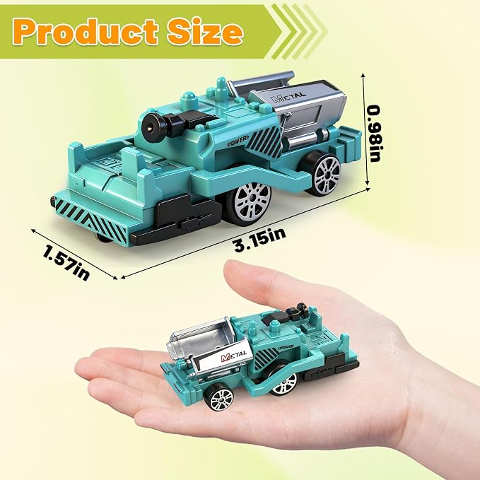12 Pack Diecast Construction Toys, Mini Colorful Alloy Model Excavator Toy Construction Truck Toys for 3 4 5 6 7 8 Year Old Kids Toddlers, Toy Cars for Kids Birthday Cake Decorations Party Favors
