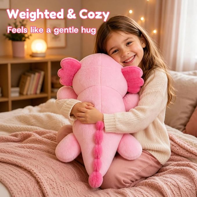 Axolotl Weighted Stuffed Animal, Soft Plush Toy Gift (24.8 Inch, 3.6 Lbs)