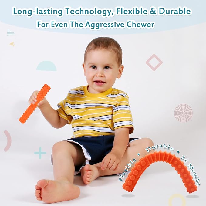 Xtra Tough Sensory Chew Toys for Autistic, 5 Pack Chew Toys for Aggressive Chewers Kids with ADHD, Autism, SPD, Silicone Chew Sticks Oral Motor Stimulation for Kids Sensory with Special Needs
