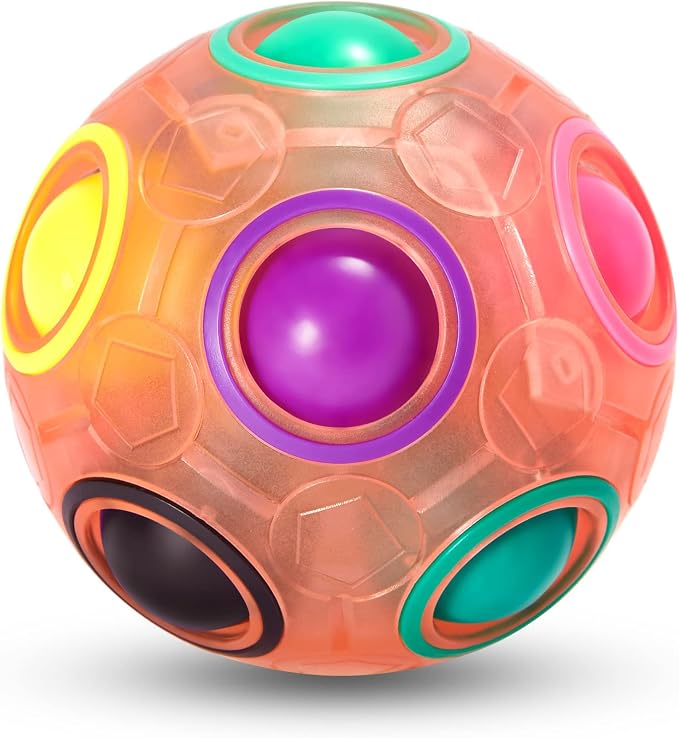 Vdealen Magic Rainbow Puzzle Ball, Fidget Ball Puzzle Brain Teaser Fidget Toy for Boys & Girls- Birthday Party Easter Valentines Christmas Stocking Stuffers for Kids Teen & Adults(Pink)