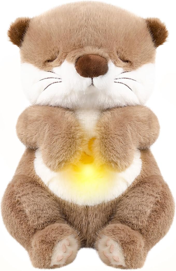 Baby Comfort Otter Breathing Stuffed Animal Buddy-Fur Real Pets Plush Sound Machine with Music, Warm Lights, Peaceful Moments for Kids & Adult | Peluche Que Respira