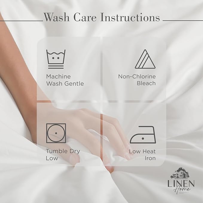 Linen Home 100% Cotton Percale Sheets California King Size, White, Deep Pocket, 4 Pieces Set - 1 Flat, 1 Deep Pocket Fitted Sheet and 2 Pillowcases, Crisp Cool and Strong Bed Linen