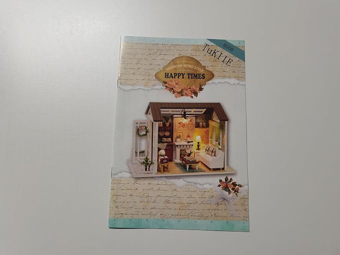 TuKIIE DIY Miniature Dollhouse Kit, 1:24 Scale Wooden Mini Doll House Accessories with Furniture for Kids Teens Adults(Happy Times)