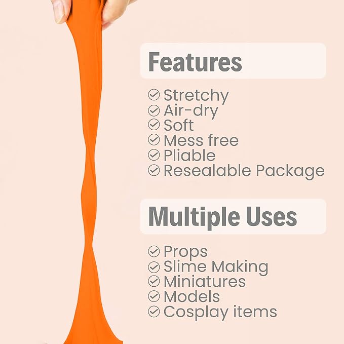 BOHS Orange Modeling Foam Clay - 1.1 Lbs, Squishy,Soft, Air Dry -for Flower Mirror,Cosplay,Fake Bake, Slime Supplies-500g