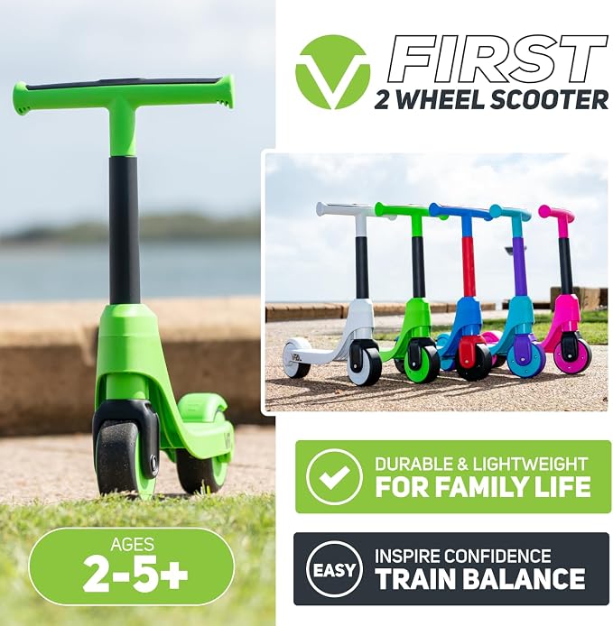 Vital First 2 Wheel Toddler Scooter | Beginner Balance Training Kids Toys for Ages 2-5 | Durable Lightweight Design & Fixed Height Kids Scooter | Wide Wheels and Foot Brake