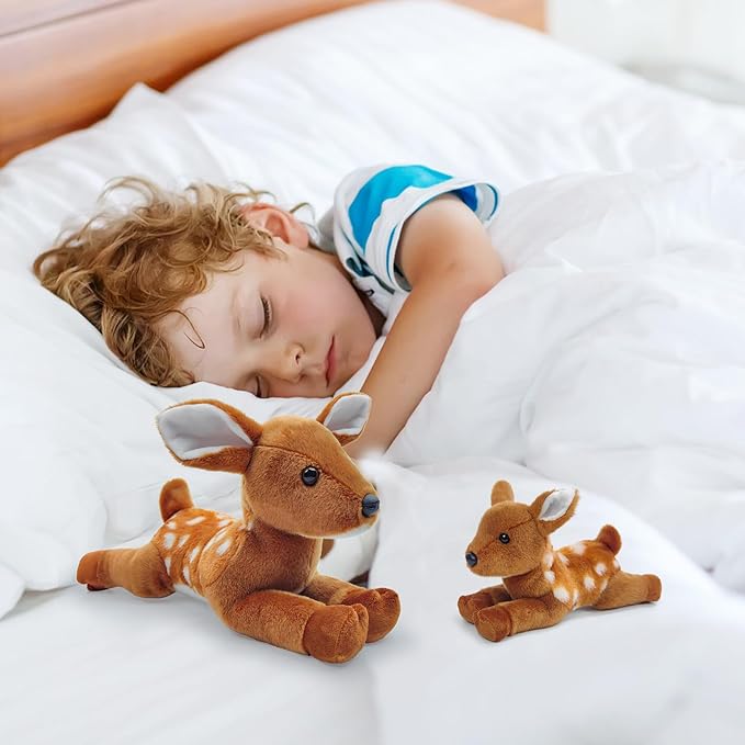 Deer Stuffed Animal for Kids,12 inch Realistic Animal Plush Toy Lying Down Posture Animals,Plush for Boys Girls Adult Birthday Hug Teaching(L-Deer)