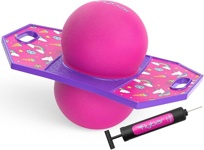 Flybar LED Pogo Trick Ball for Kids Balance Bounce Board w/Anti-Slip Deck