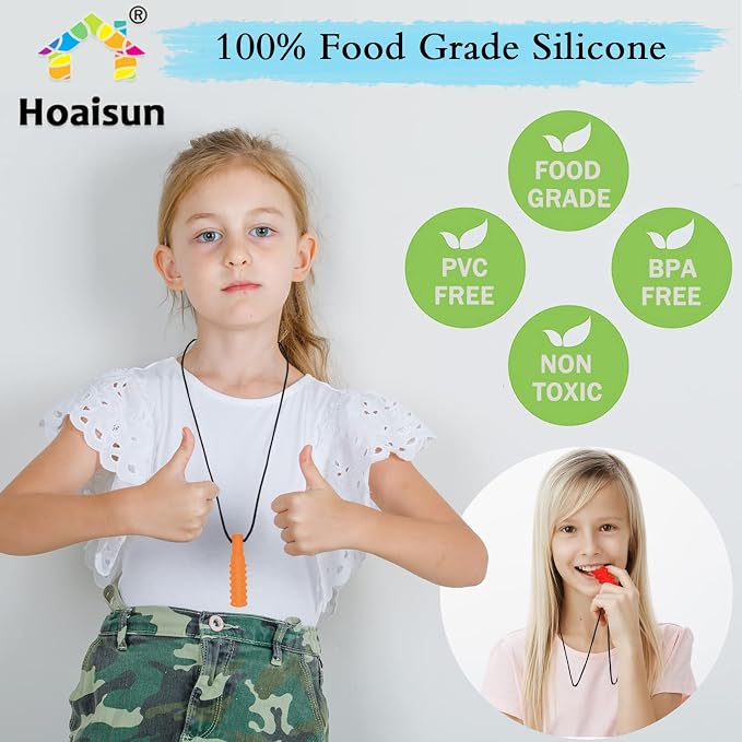 Chew Necklaces for Sensory Boys and Girls, Silicone Chew Toys for Kids with Autism, ADHD, SPD, Teething or Special Needs, Chewy Necklace for Adults Reducing Anxiety Fidgeting 7 Pack