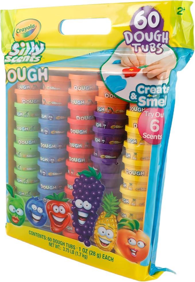 Crayola Silly Scents Dough 60pk x 1oz, Easter Day Gifts & Party Favors, Kids Toys for Party Favor Bags, Modeling Clay, Allergen-Friendly, Non-Toxic, Candy Creativity Alternative