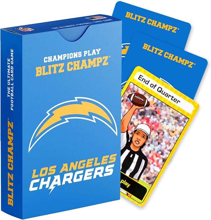 Blitz Champz Los Angeles Chargers – Official NFL Playing Cards & Chargers Gifts for Men & Women, Fun Travel Card Games for Adults & Kids Ages 7+, Ideal Camping Games for Friends & Family Game Night