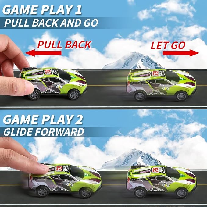 Liberty Imports 50-Pack Pull Back Cars for Kids, 1:64 Scale Mini Car Toys Bulk Metal Race Vehicles in Storage Bucket - Party Favors Goodie Bag Stuffers Classroom Prizes for Boys Girls Toddlers