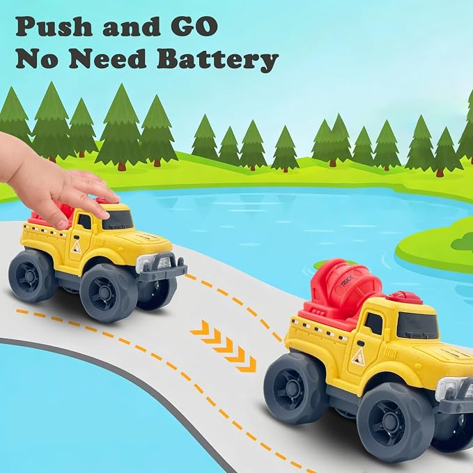 Aigitoy 2 Pack Toddler Cars for 1-3 Years, Dump Truck & Mixer Truck | Construction Vehicles, NO BPA, Phthalates, PVC, Recycled Plastic, 18M+ Outdoor Toys, Xmas Birthday Gift for Boys Girls