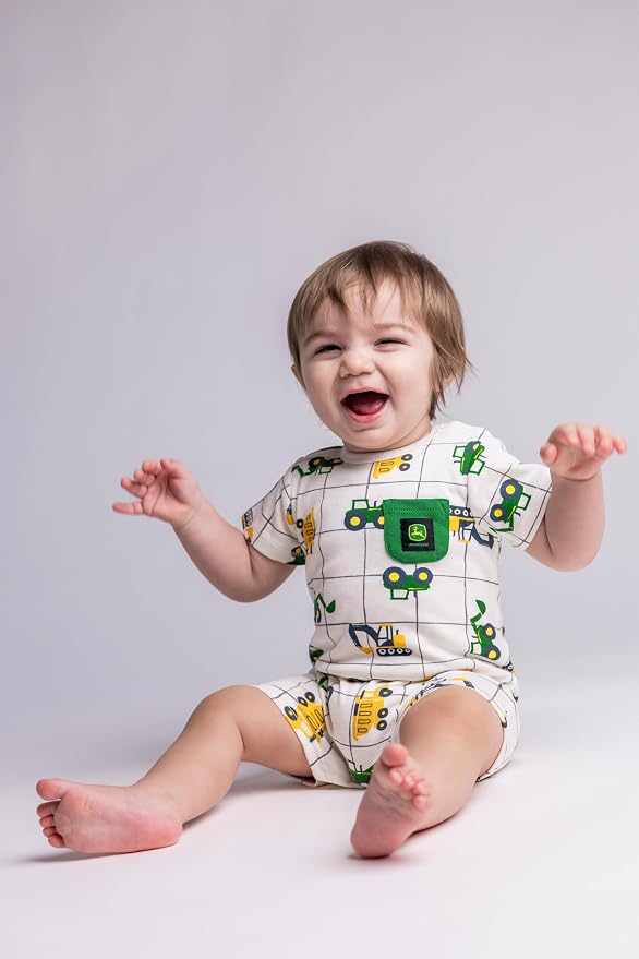 John Deere Baby Boys' One Piece Short Sleeve Romper Newborn to Infant