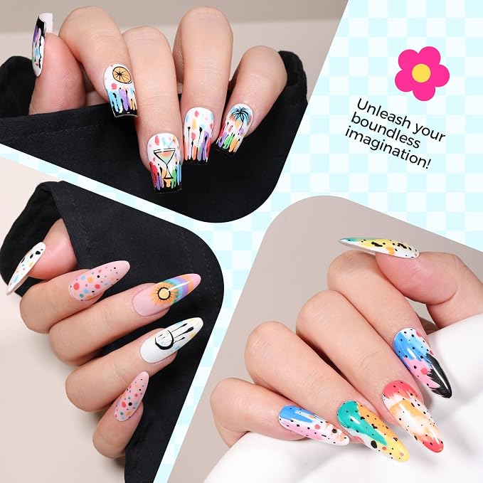 6 Color 3D Nail Art Pens Set, 0.7MM Nail Polish Pens Quick-Drying Acrylic Paint Markers, DIY Nail Design for Dotting Drawing Painting Liner, Home & Salon Manicure Tools Christmas Beginners Gifts