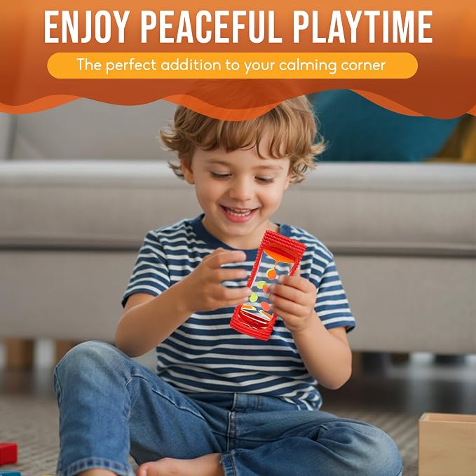 BUNMO Liquid Motion Bubbler Sensory Toy for Kids & Adults – Gentle Fidget Toy for Mindfulness – Stimulating Visual Sensory Experience – Colorful Bubble Fidget Timer for Desk & Travel - Red