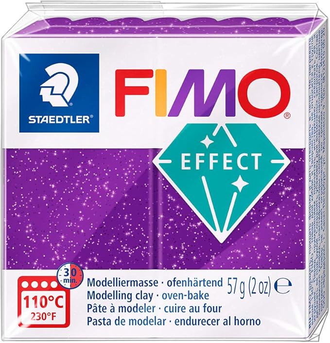 Staedtler FIMO Effects Polymer Clay - -Oven Bake Clay for Jewelry, Sculpting, Glitter Lilac 8020-602