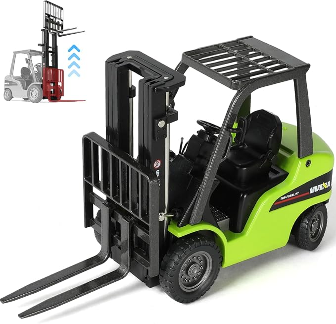 Liftable Forklift Construction Toys, Die-cast Scale All Metal Mini Construction Vehicle Fork Truck, Collection Forklift Desk Decoration Toy Gift-Green