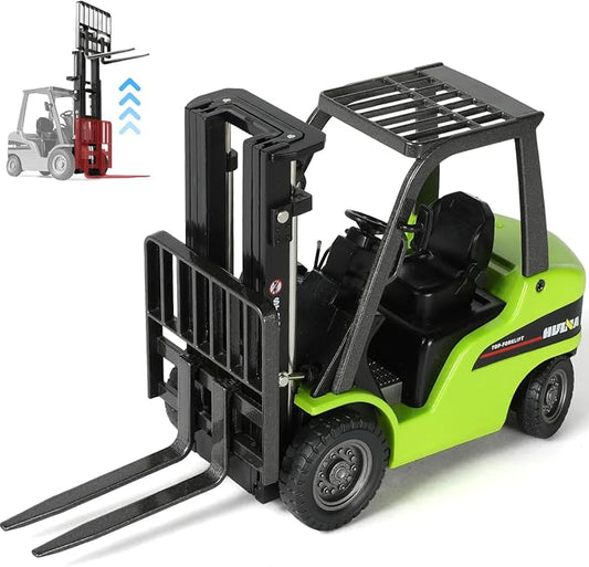 Liftable Forklift Construction Toys, Die-cast Scale All Metal Mini Construction Vehicle Fork Truck, Collection Forklift Desk Decoration Toy Gift-Green