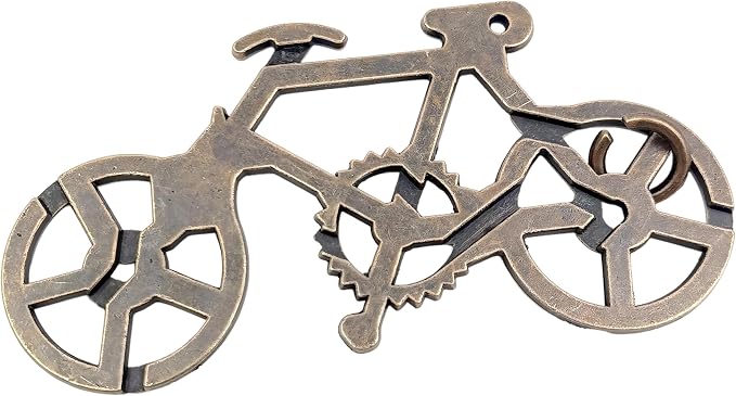 Metal Brain Teaser Puzzle - Interlocking Bicycle Challenge Toy for Kids & Adults