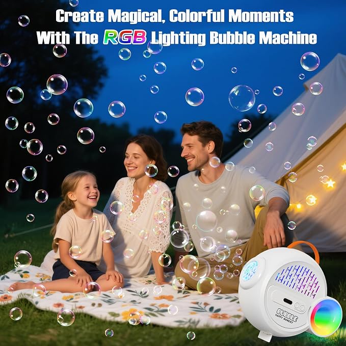 IFLOVE Automatic Bubble Machine for Kids Toddlers, RGB Light 4000+/Min | 4,000+ bubbles per minute, RGB light show, long-lasting runtime, 10 refill packs, hands-free fun for ages 3-8