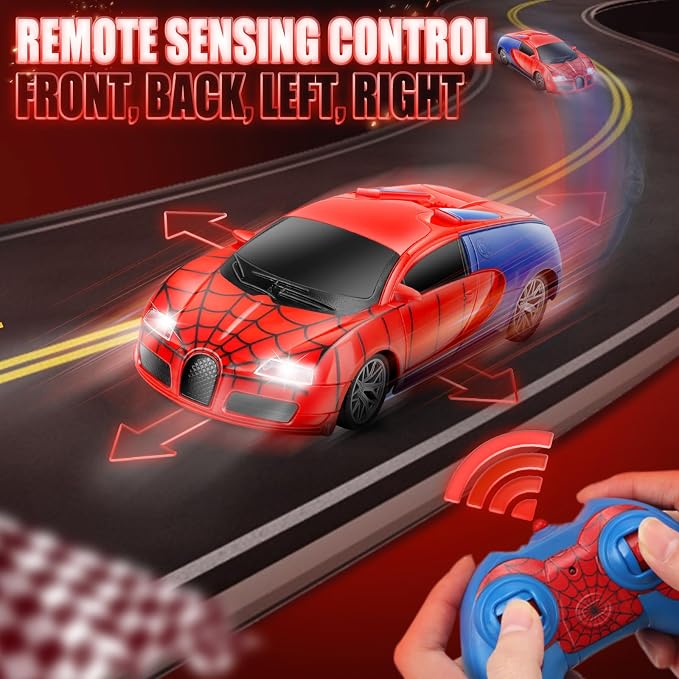 Aooess Remote Control Car Toy for Kids: Spider Rc Cars for Boys Age 4-7 Toy Cars for Boys Age 4-7 Racing Car Toys Spider Toys for Boy 4-6 Birthday Gift for 3 4 5 6 7 8 9 Year Old Boy Girls, Red