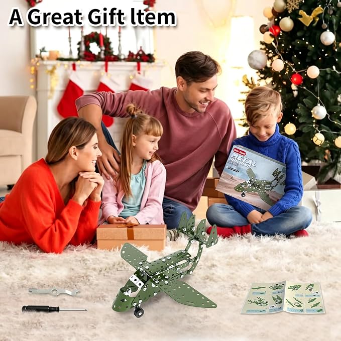 Jixin Xyzhi 3D Metal Airplane Model Kit – Metal Building Kit, STEM DIY Construction Set for Kids Ages 8-16, Mechanical Model Toy, Creative Gift for Boys & Girls (Plane)