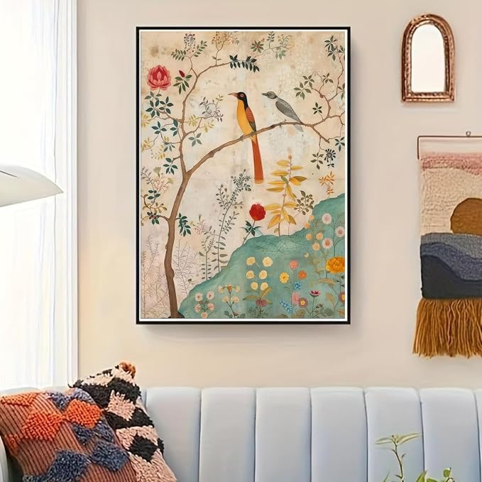 Paint by Numbers for Adults and Kids Beginner, Vintage Persian Birds Flowers Painting by Number Kits On Canvas, Number Artist Paint by Number Kit Oil Painting Acrylic Paints, Home Wall Decor Gift