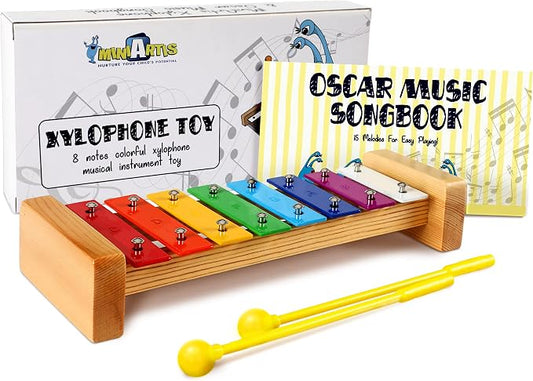 MINIARTIS Xylophone for Kids and Toddlers | 8 Notes Colorful Wooden Xylophone with 15 Music Songbook | Baby Musical Instrument Educational Montessori Toys