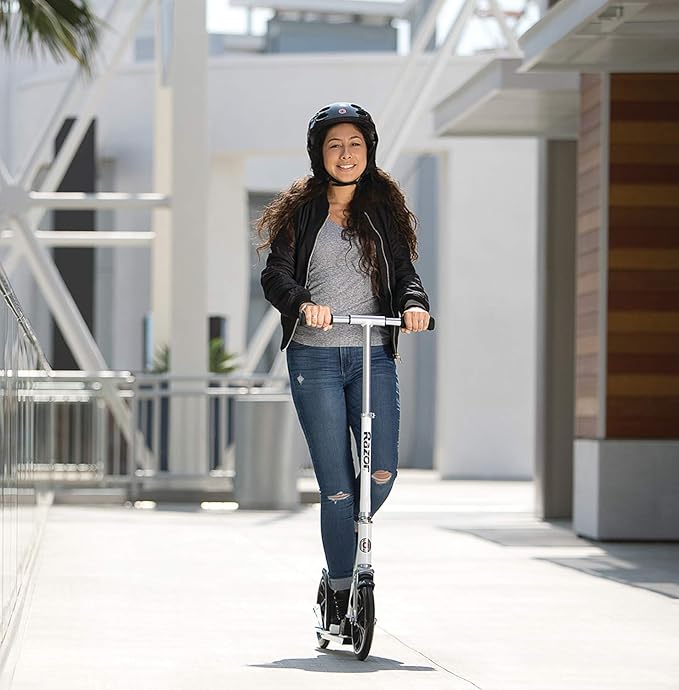 Razor A6 Kick Scooter for Kids Ages 8+ - Extra-Tall Handlebars & Longer Deck, 10" Urethane Wheels, Aluminum Frame, Anti-Rattle Technology, for Riders Up to 220 lbs