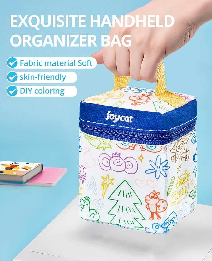 JoyCat 30 Colors Washable Markers for Kids with DIY Coloring Fabric Case, Portable Art Set with Paintable Tote Bag, Non-Toxic School Supplies, Creative Birthday Gift for Boys Girls Ages 3-8