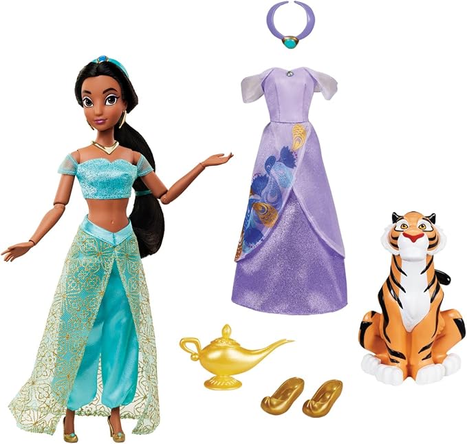 Disney Store Official Jasmine Story Doll - 11 Inches - Includes Coloring Book and Additional Dress, Princess Doll in Classic Outfit, Disney Princess Toys