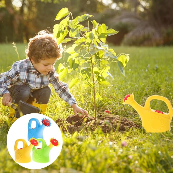 Toyvian Watering Can Set, 3pcs Plastic Beach and Bath Toys for Toddlers Gardening Tools Small Gardening Tools Sandbox Accessories for Boys and Girls