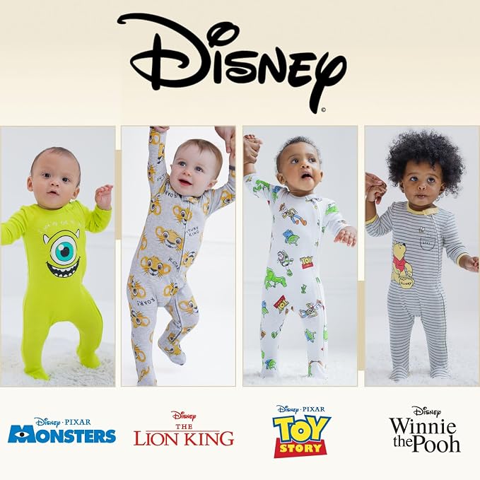 Disney Baby Boys' 2-Pack Footed One-Piece Sleep N' Play Newborn to Infant