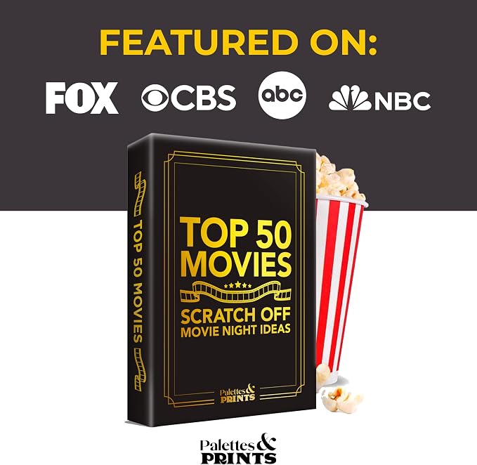 Premium Movie Night Scratch Off Cards – Gifts for Movie Lovers – End Movie Night Indecision With Movies From Top Databases – Stunning Illustrations - Gift for Husband Boyfriend - Couples Ideas